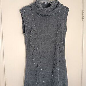 XOXO sleeveless  turtleneck sweater dress XL studded cable knit Y2K tunic